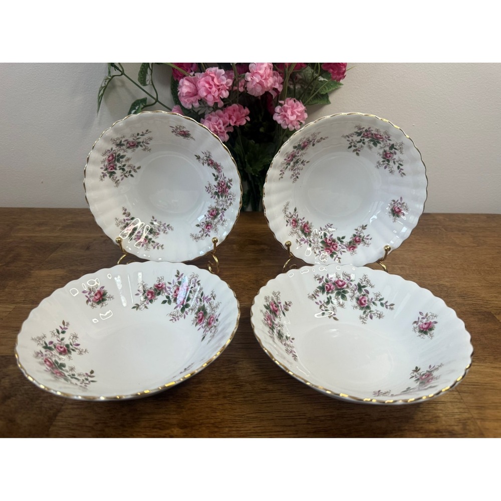 Royal Albert Lavender Rose Bone China‎ Bowls Set Of 4 Vintage Cereal Soup Dining
